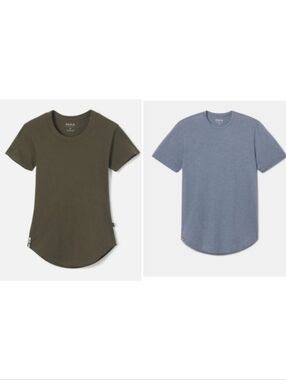 Paka Essential Tee Two Shirt Bundle Blue Olive Green Pima Alpaca Blend Small